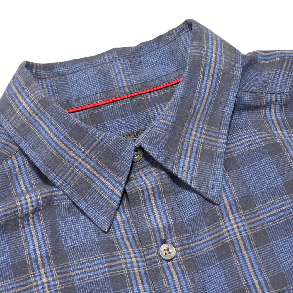 Marmot Men Plaid Button Up Shirt Medium Blue Casual Travel Outdoors Short Sleeve